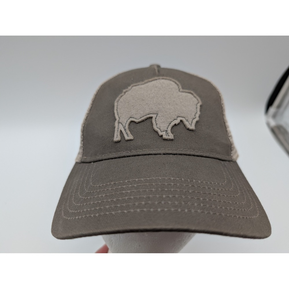 Mountain Khakis Buffalo Patch Trucker Hat Brown Tan Snapback Mesh Cap F19/PO-353